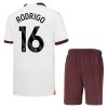Virallinen pelipaita Manchester City Rodrigo 16 Vieras 2023-24 Lyhythihainen - Lasten ( + Lyhyet housut )